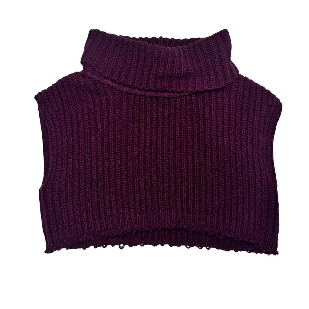 Free People Hunny Bunny Crop Sweater Women’s Large Purple Boho Dark Feminine - Picture 2 of 15
